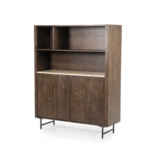 Boekenkast Lio Mangohout Travertin 120x150cm - bruin - Afbeelding 5