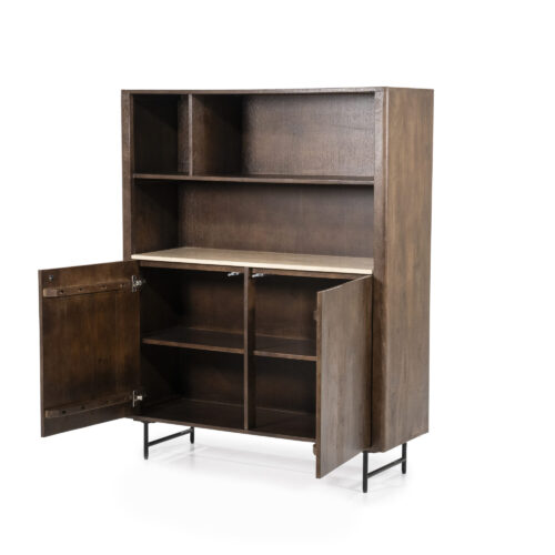 Boekenkast Lio Mangohout Travertin 120x150cm - bruin - Afbeelding 6