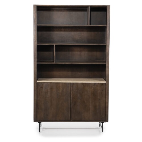 Boekenkast Lio Mangohout Travertin 120x220cm - bruin - Afbeelding 2