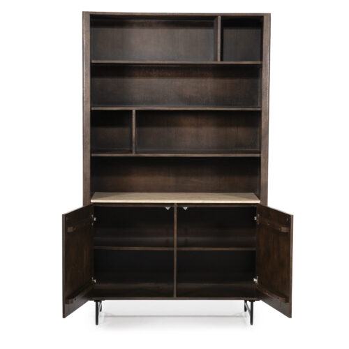 Boekenkast Lio Mangohout Travertin 120x220cm - bruin - Afbeelding 4