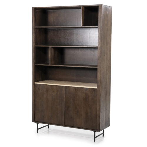 Boekenkast Lio Mangohout Travertin 120x220cm - bruin