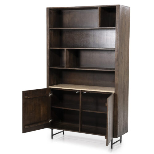 Boekenkast Lio Mangohout Travertin 120x220cm - bruin - Afbeelding 3