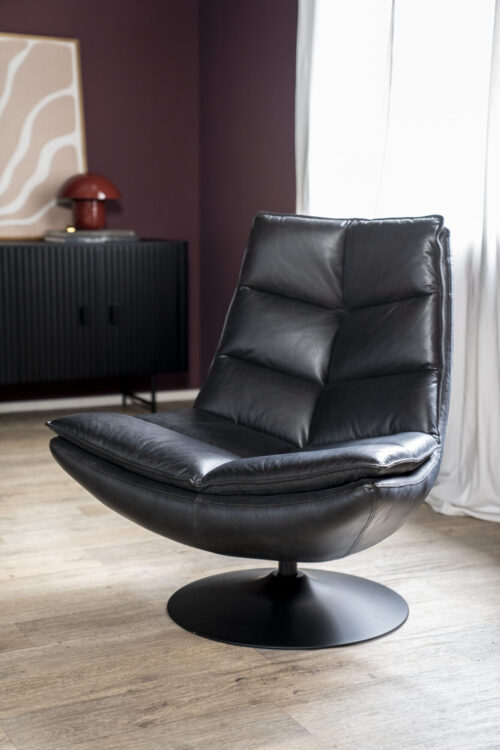 Fauteuil Sven Leder - Zwart