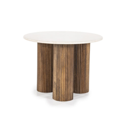 Ronde Bijzettafel Xavi Marmer en Mangohout - 60cm - Afbeelding 2