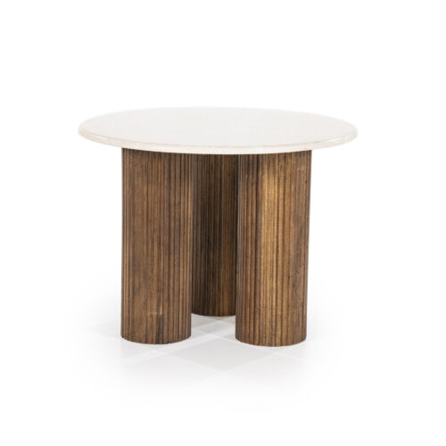 Ronde Bijzettafel Xavi Marmer en Mangohout - 60cm - Afbeelding 3