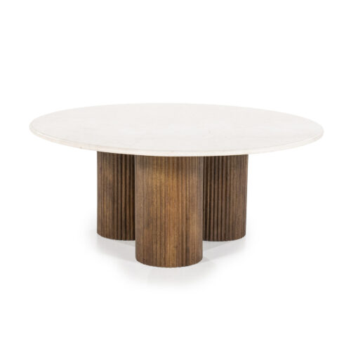 Ronde Salontafel Xavi Marmer en Mangohout - 90cm