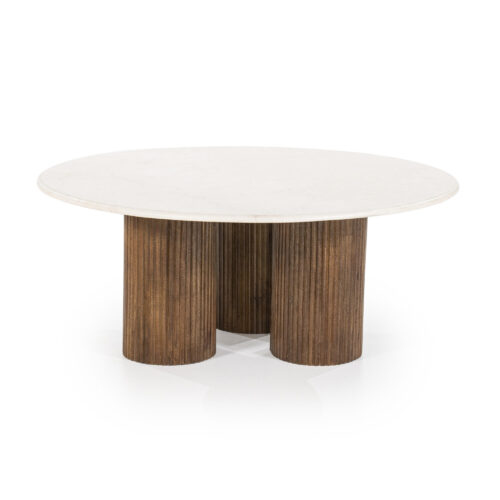 Ronde Salontafel Xavi Marmer en Mangohout - 90cm - Afbeelding 5