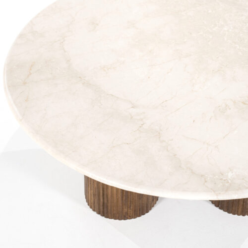 Ronde Salontafel Xavi Marmer en Mangohout - 90cm - Afbeelding 4