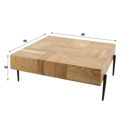 Vierkante Salontafel Blocks 90x90 cm - Acaciahout - Afbeelding 5