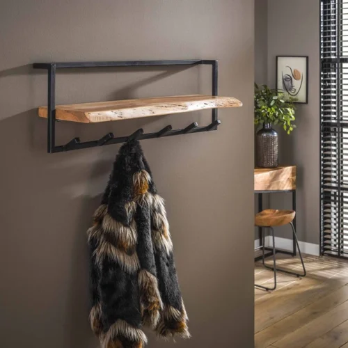 Kapstok Edge Shelve met 6 haken en Plank