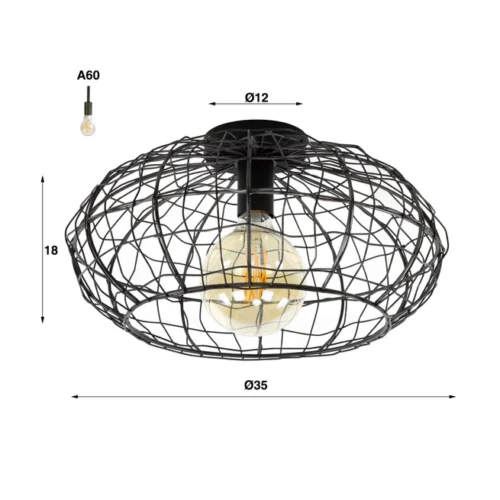 Plafondlamp Connect Ø35 - Zwart Bruin - Afbeelding 3