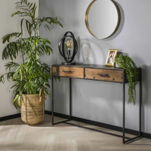 Sidetable / Kaptafel Blend met 2 houten laden - 110cm