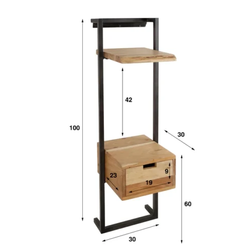 Wandrek / Nachtkastje Air Solid Acaciahout - Afbeelding 4