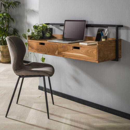 Wandbureau Air Solid Acaciahout met 2 laden - Naturel