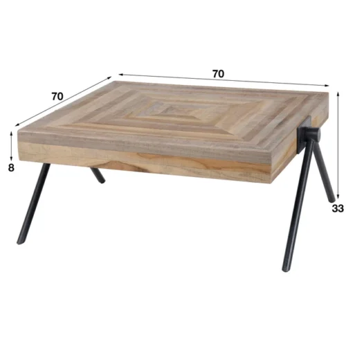 Vierkante Salontafel Teca Balance 70x70 cm - Teakhout - Afbeelding 3