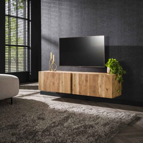 Zwevend TV-meubel Block Massief Acaciahout 150cm - Naturel