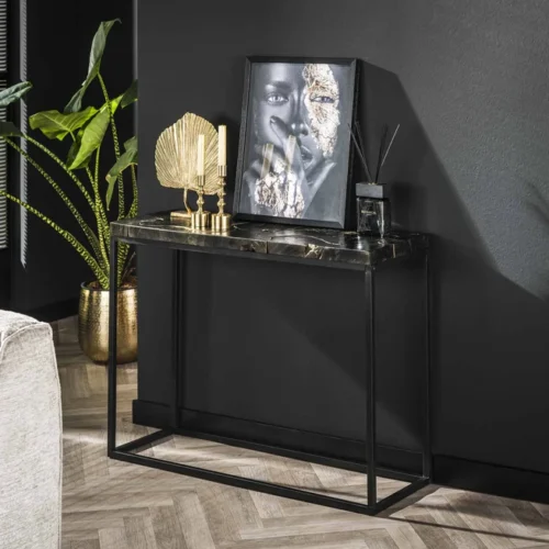 Sidetable B&G Teakhout 100cm - zwart/Goud