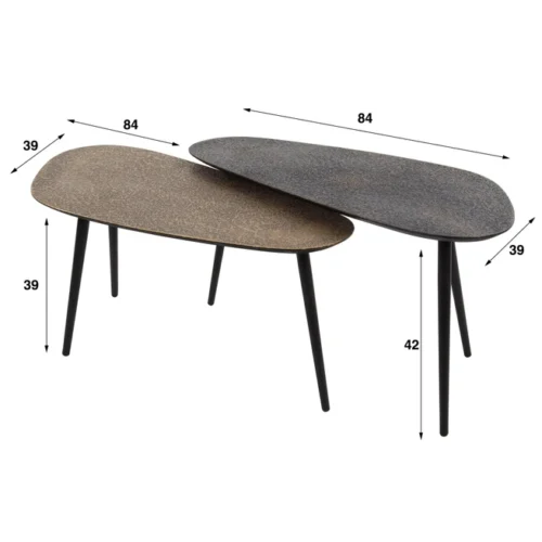 Organische Salontafel Duo Metaal Set van 2 stuks - Goud/zwart - Afbeelding 4