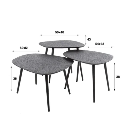 Organische Salontafel Dark Metaal Set van 3 stuks - Zwart - Afbeelding 4