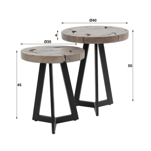 Bijzettafel Grey Mix  - Set van 2 Stuks - Afbeelding 4