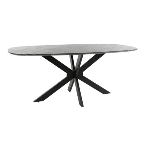 Deens Ovale Eetkamertafel Bruno 180cm - Zwart marmerlook - Afbeelding 5