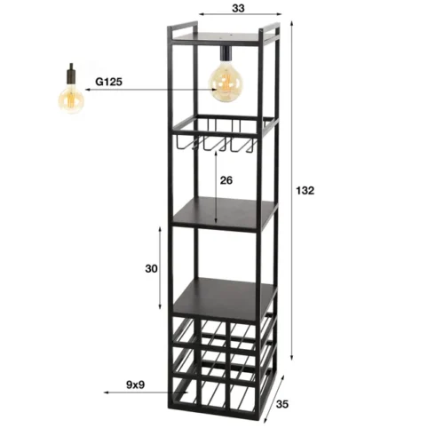 Wijnrek Decorate met lamp 132 x 33cm - Afbeelding 6