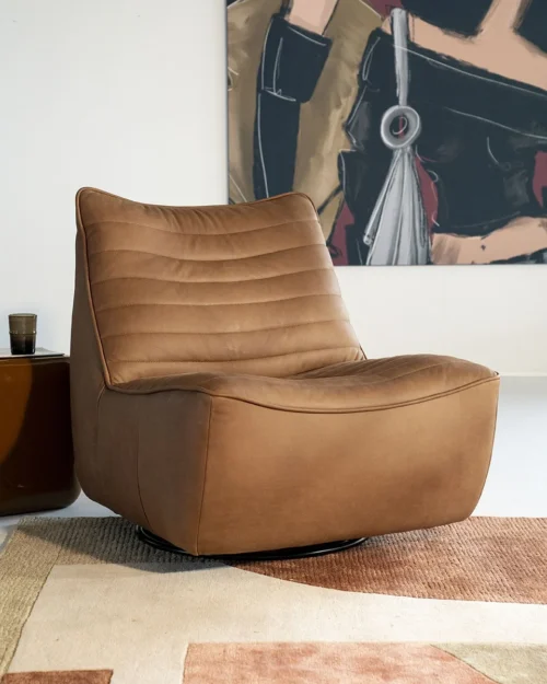 Draaibare Fauteuil Matthew Leer - Bruin