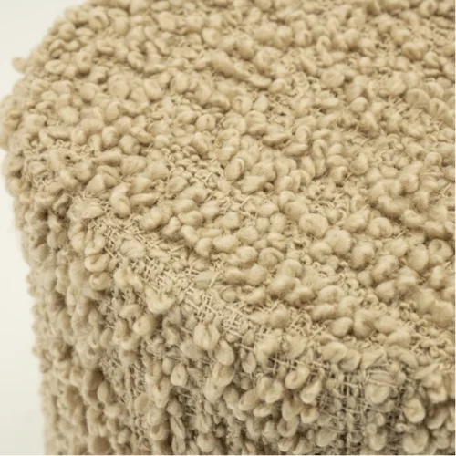 Poef Vista Grof Bouclé 60 x 60 cm - Beige - Afbeelding 2