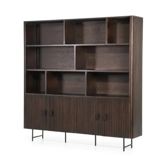 Boekenkast Remi Mangohout en Metaal 200 x 200 cm - Bruin - Afbeelding 2