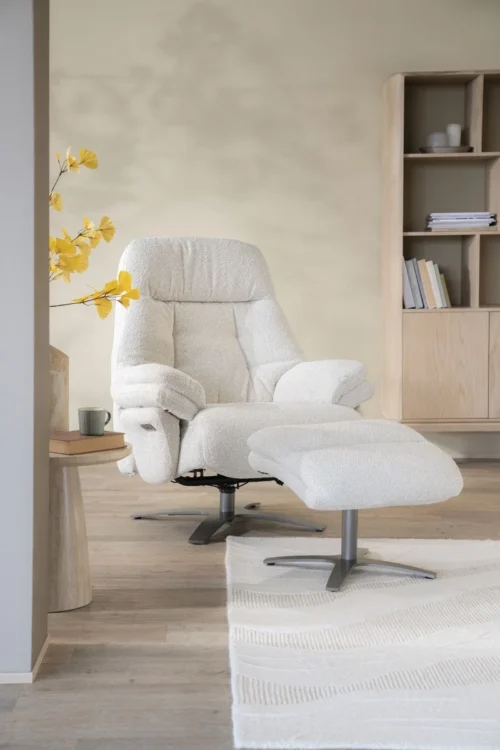 Verstelbare Fauteuil Caleb Met voetenbank -  Beige