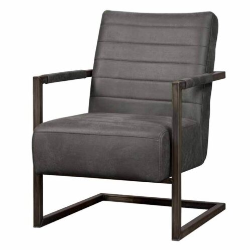 Fauteuil Rocca Leder - Antraciet - Afbeelding 2