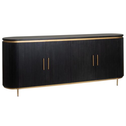 Dressoir Rivello Mangohout Zwart/Goud - 210 cm